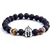 Pulsera De Piedra De Lava, Café Hematite Beads Romano Guerrero Espartano Knight Gladiator Casco De Plata Pulseras, Hilo Elástico Brazalete Pulsera Unisex Joyas Festival Par Don Amistad
