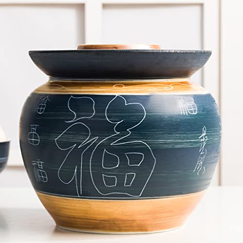 Olla de decapado tradicional de gres para preparar vegetales fermentados en casa 8
