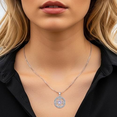 Amethyst Celtic Knot Pendant Necklace for Women 925 Sterling Silver Irish Celtic Knot Protect Jewelry Birthday Christmas Gifts3