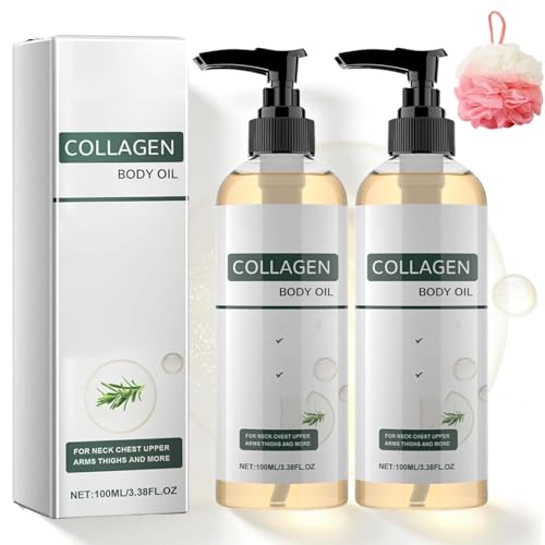 2Pcs Collagen Body Oil For Skin Tightening,With Vitamin E & Rosemary,For After Shower,Silky Lightweight Non-Greasy Formula,Hydra