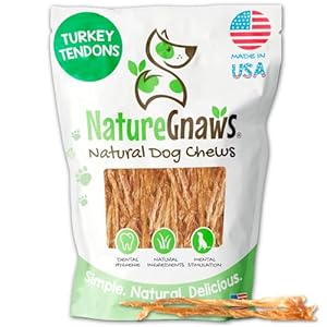 Nature Gnaws USA Turkey Tendons for Dogs (8oz) – Delicious Grain Free Reward Snack for Small, Medium & Large Breeds – Premium Natural Dog Chew Treats