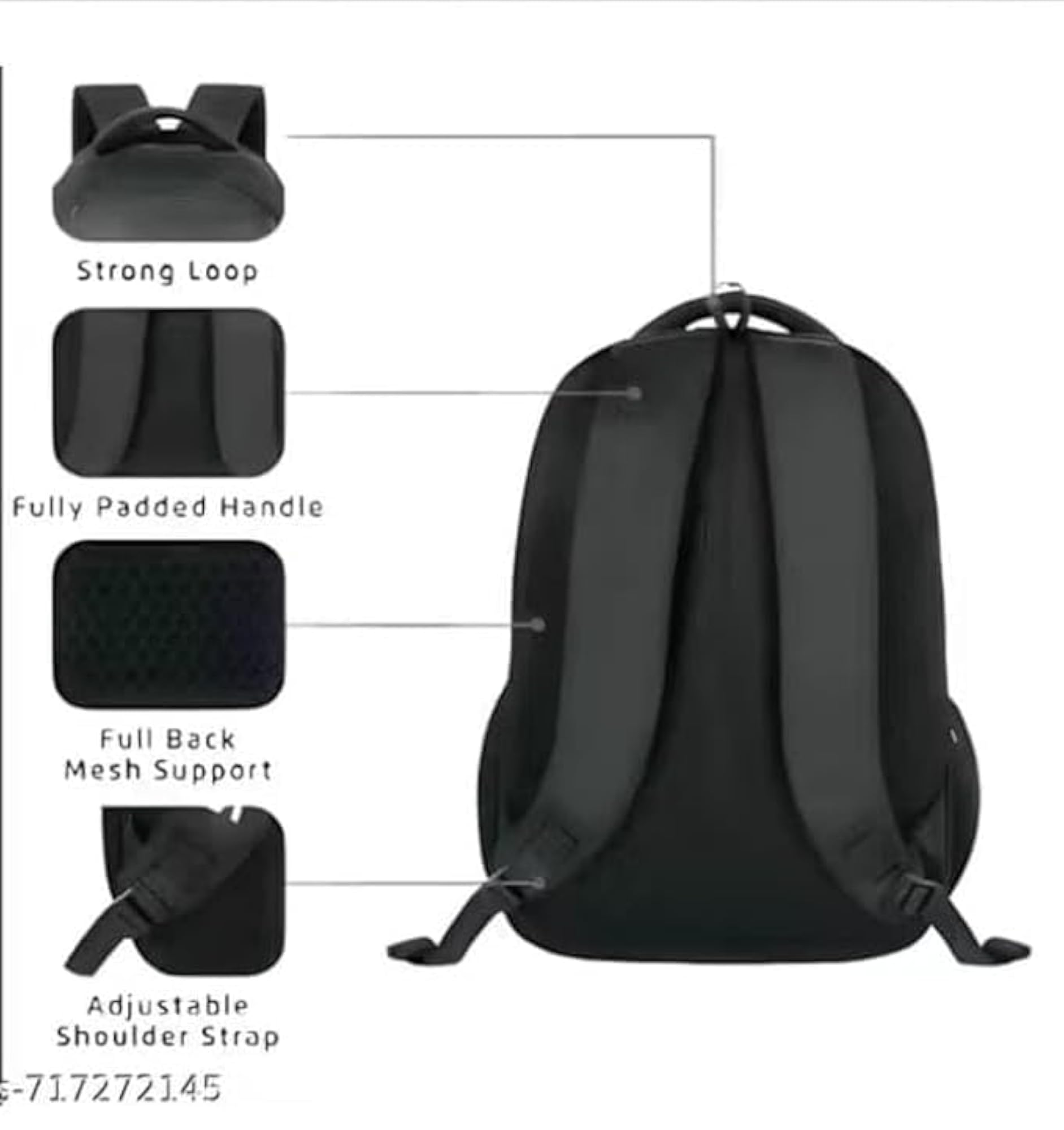Trendy Spider School Bag for Students, Black Backpack
