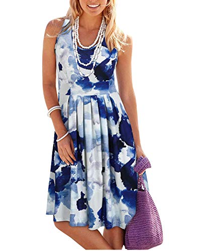 Image of KILIG Women Soft Casual Beach Sundress Floral Pleated Vintage Tank Dress 2026