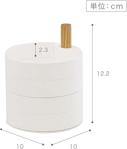 Miniatura 8 de Yamazaki Home Joyero apilado de plástico + madera pequeña blanca