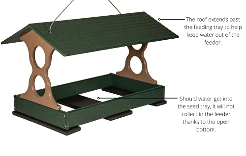 Jcs Wildlife Green And Tan Large Fly Thru Bird Feeder With Removable Seed Tray With Drainage Holes - Holds 8 Cups Of Bird Seed - Platform Bird Feeder - Easy To Clean #TOP3