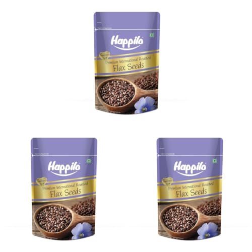 Image of Happilo Premium Roasted Flax Seeds 250g | Omega-3 & Fiber Rich | Healthy Diet Snack | Alsi Seeds for Weight Management & Hair Growth (Pack of 3)