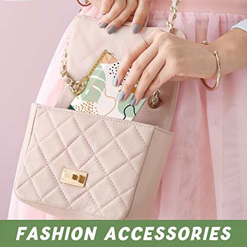 Image of Aiawoxc Credit Card Holder for Women, Small RFID Wallet Slim Leather Card Organizer Case with Zipper and Keychain, Boho Leaves