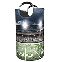 YISUMEI Collapsible Laundry Basket With Handles – 82L Capacity, Oxford Fabric, Blue Soccer Design, Foldable Clothes Hamper For Home & Dorm - View #3