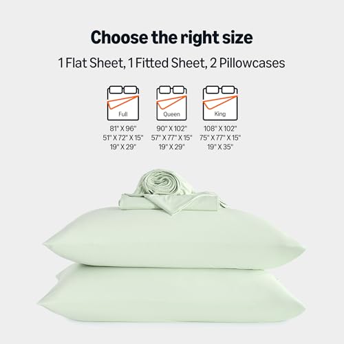 Image of Amazon Basics Cooling Sheets, 4-Piece Bed Sheet Set for Summer, Soft and Breathable for Hot Sleepers, Bedding with 1 Deep Pocket Fitted Sheet, 1 Flat Sheet, and 2 Pillowcases, Full, Aloe Green