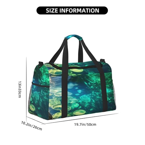 Luminous Waters Print Travel Duffel Bag for Men & Women, Foldable Travel Bags and Spacious Weekender Tote Bag for Storage Toiletry Luggage Personal Item4