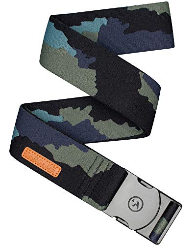Arcade Belt Mens Adventure Ranger Belts: Heavy Duty Elastic Webbing, Non-Metal Travel Friendly Buckle, Teal/Deep Sea Camo