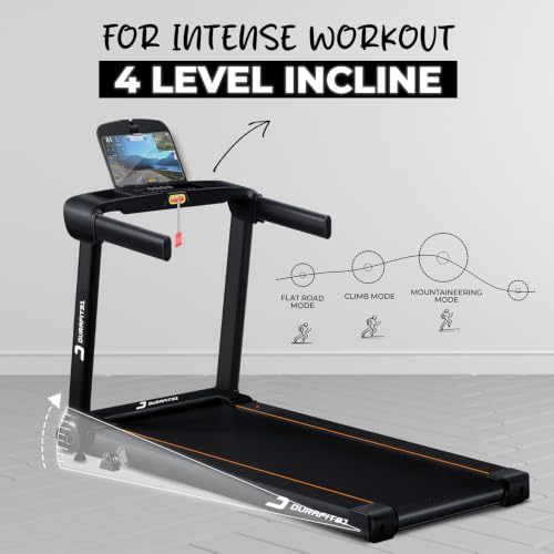 Image of Durafit91 Ace 4.5 HP Peak BLDC Motorized Treadmill |16 Km /Hr Max Speed | 120 Kg User Weight | Manual Foldable | Bluetooth Speaker | Wynd app | Home use