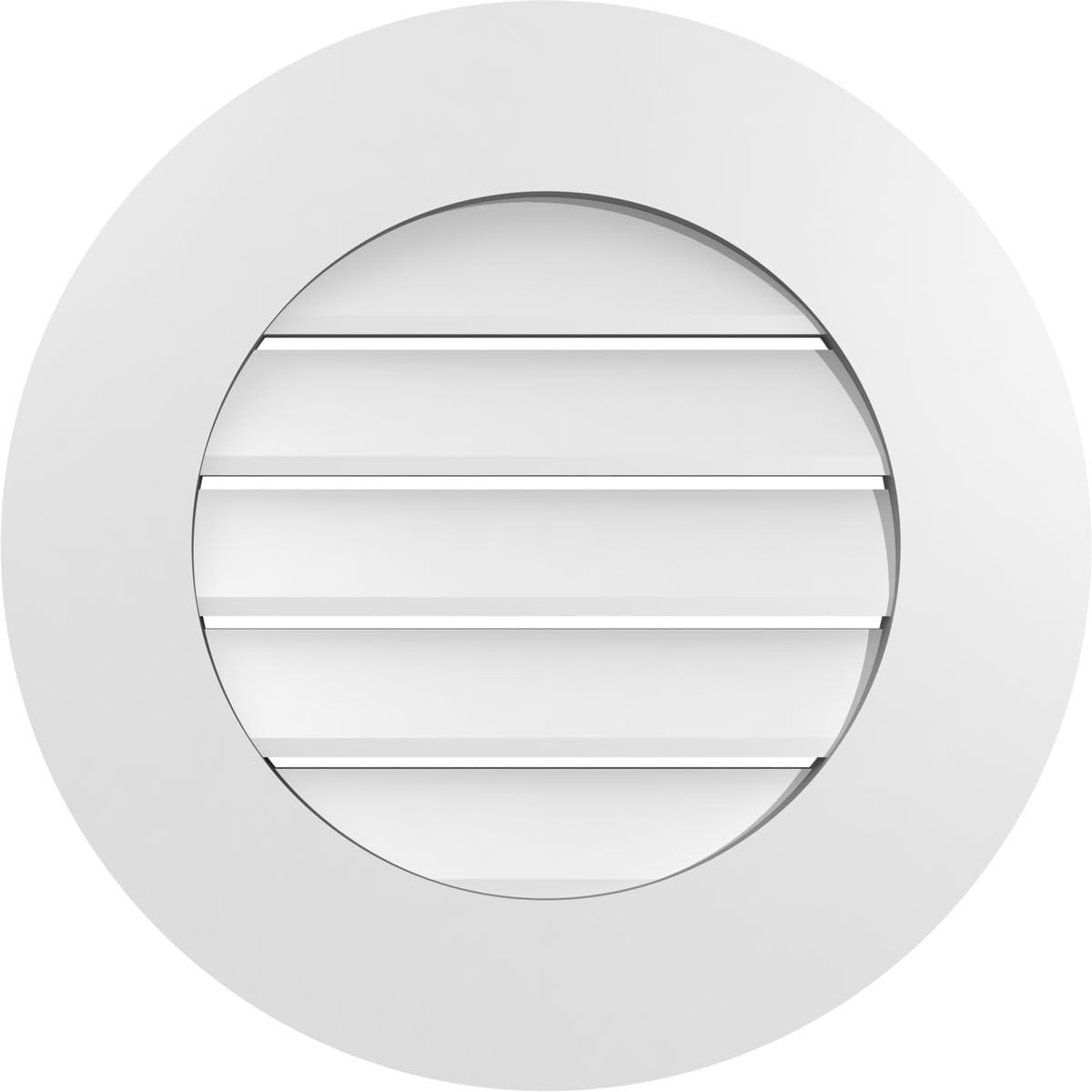 20"W x 20"H Round Surface Mount Signature Urethane Gable Vent: Functional, w/ 3-1/2"W x 1"P Standard Frame, Primed Tan