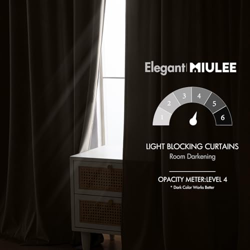 Image of MIULEE Taupe Velvet Curtains 52x90 inches Luxury Blackout Curtains | Thermal Insulated, Super Soft Window Drapes for Bedroom Living Room, Rod Pocket & Back Tab