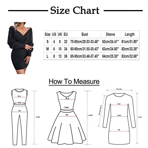 Vestidos femininos sexy decote em V saia quadril vestido de lã manga comprida casual solto vestido p