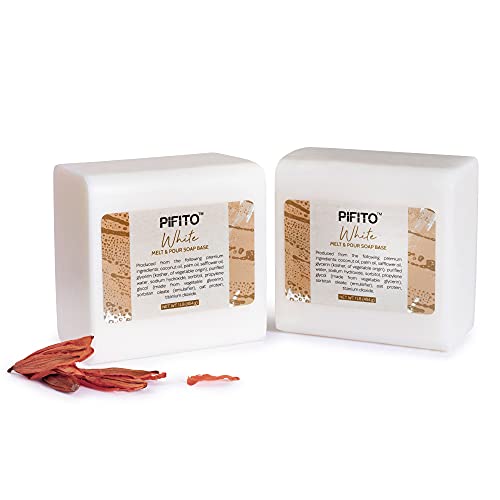 Pifito White Melt and Pour Soap Base (2 lb) │ Premium 100% Natural Glycerin Soap Base │ Luxurious Soap Making Supplies