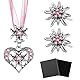 XPEX 3 Stück Rosa dirndl asseccoires damen Trachtenschmuck Damen Set Edelweiss Dirndl Schmuck für Damen Accessoires Oder Lederhose Damen Tracht Inklusive 9 x 9 cm großer schwarzer Box