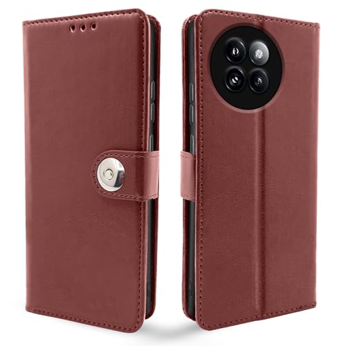 Image of Pikkme Flip Cover Leather Finish | Inside TPU with Card Pockets | Wallet Stand and Shock Proof | Complete Protection Button Flip Case for Xiaomi Civi 4 Pro 5G / Xiaomi 14 Civi 5G (Brown)