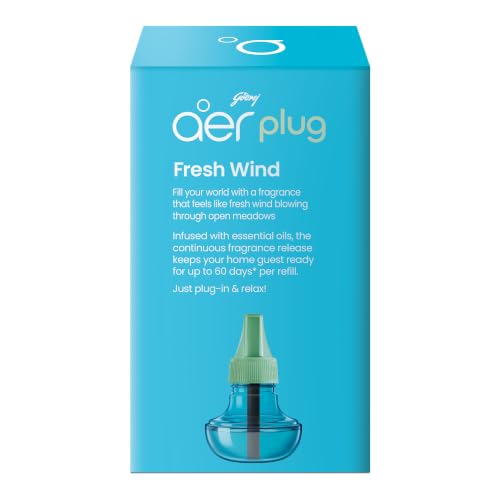 Image of Godrej aer Plug Electric Air Freshener 2 Refills (25ml each) | Fresh Wind | Lasts up to 120 days