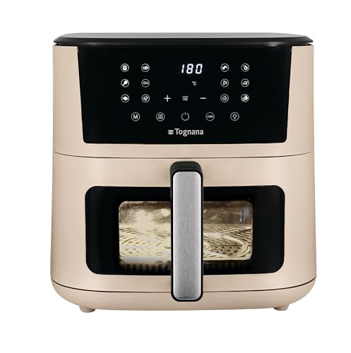 Tognana, Friggitrice ad aria 10L, doppia resistenza, display digitale, timer, 80-200°C, finestra, 2300W, Champagne