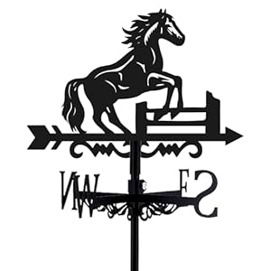 Horse Weathervane Roof 26 Height Black Metal Running Horse Windvane Durable Cool Animals Weathercock Windmill Wind Cups Brackets for Outdoor Farmhouse Decoration Garden Yard Decors
