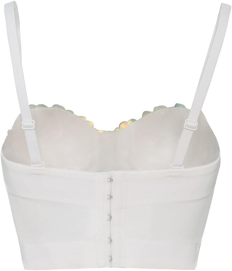 ROYAL SMEELA Women's Sexy Sequin Tassel Bustier Crop Top Push Up Bra Clubwear Party Bustier Crop Top White - Image 5