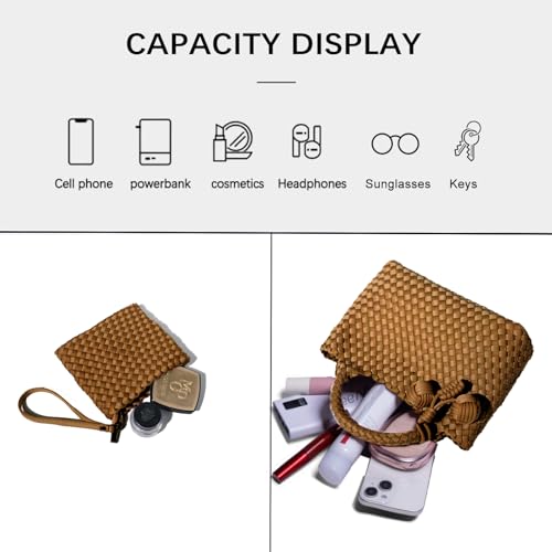Image of Woven Tote Bag for Women with Coin Purse, Foldable Chain Small Crossbody Handbags, Fashion Shoulder Bag, Hobo Satchel