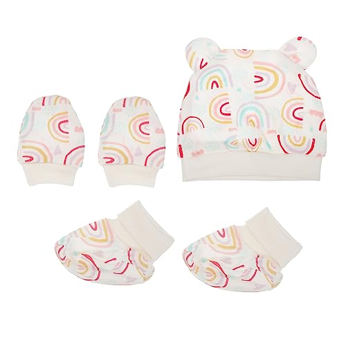 Ipetboom Baby Cotton Hat Gloves Set Newborn Hat Mittens Baby Products Soft Cotton 3 Piece Set Multi