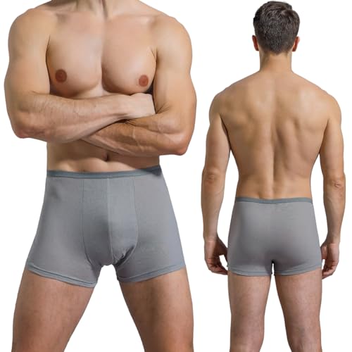 Relaxcare Mens Disposable Underwear, 5 Pack Cotton Boxers Briefs Portable Panties for Travel/Fitness/Spa/Emergencies,Grey 2XL