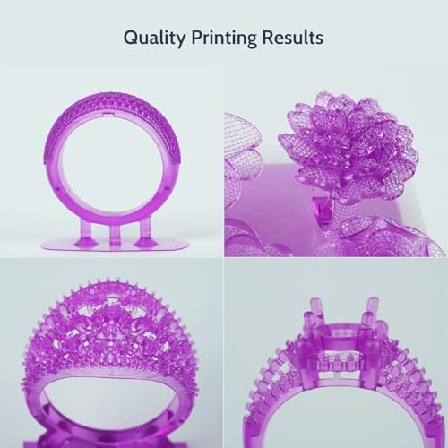 Image of 3D Printer Resin, Cast Resin Easy to Print & Burn Castable 365-405nm UV-Curing Resin for LCD /DLP /MSLA Printers, Low Ash Content & High Precision for Jewelry and Metal Casting, Purple 1000g