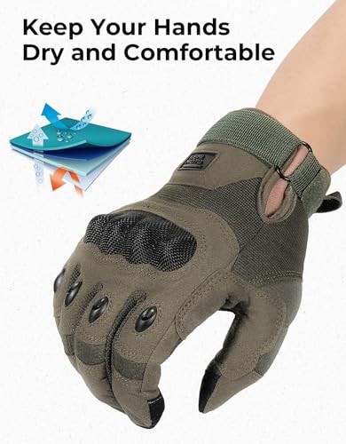 Image of KEMIMOTO Tactical Gloves for Men, Touchscreen Motorcycle Gloves with Hard Shell & Palm Padding for Sports Motorcycle Cycling Tactical Airsoft Paintball Hunting Hiking Camping Climbing