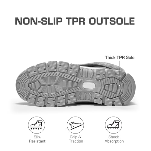 DREAM PAIRS Snow Boots for Women Waterproof Mid Calf Lace Up Duck Boots Warm Faux Fur FuzzyGo Bold Winter Boots for Outdoor,Size 9,Light Grey,SDSB2401W