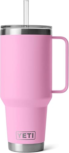 Miniatura 3 de YETI Rambler - Vaso de viaje con asa y tapa con popote, de 42 onzas, con aislamiento al vacío con asa, acero inoxidable, color rosa