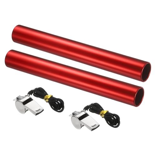 YELARXI Track Field Relay Baton, Aluminum Track Field Relay Baton for Running Race Team with Whistle 11.5" & 1 Pack & Red-Fit for (Outdoor/Track Field/Sports/Running/Game)