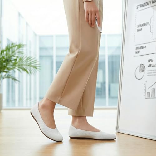 Image of poemlady Women's Ballet Flats Slip On Knit Soft Round Toe Dress Shoes