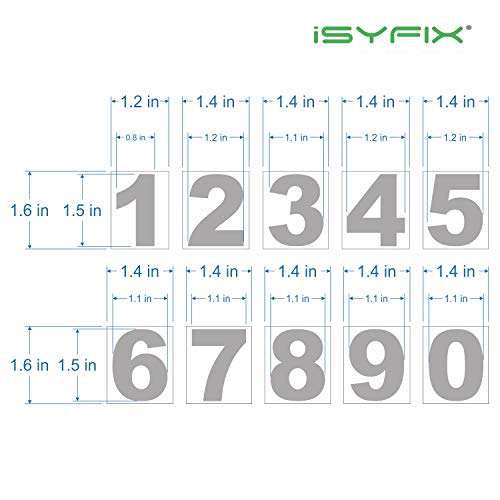 Isyfix Gold Brushed Vinyl Numbers Stickers - 1.5 Inch (2 Sets) - Premium Decal Die Cut And Pre-Spaced, Mailbox, Signs, Window, Door, Cars, Trucks, Home, Business, Address Number, Indoor/Outdoor #TOP1