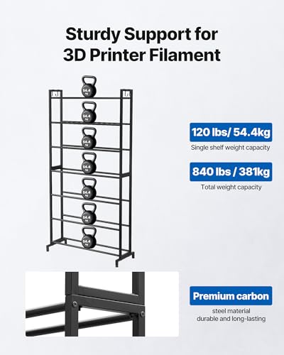 Image of VEVOR 3D Printer Filament Storage Rack, 7 Tier Heavy Duty Storage Shelves for 3D Printing Filaments, Filament Spool Holders Racks for 3D Printing Studio, Home Studio, Office, Workshop (Shelf Only)