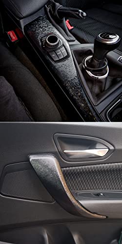 Image of LZLRUN Forged Matte Carbon Fiber Black Car Vinyl Wrap Film 1ft x 3.5ft | Frost black Icy flake forged carbon texture, With install tools, Air release, Self-adhesive, For car moto furniture laptop