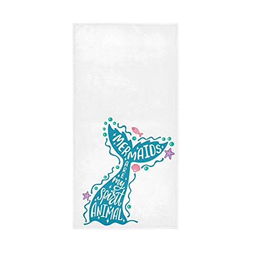 Funny Quote Mermaid Tail Soft Hand Towels For Bathroom 16X30,Decorative Blue Summer Ocean Fingertip Kitchen Dish Towels Washcloth For Hotel, Gym And Spa #TOP16