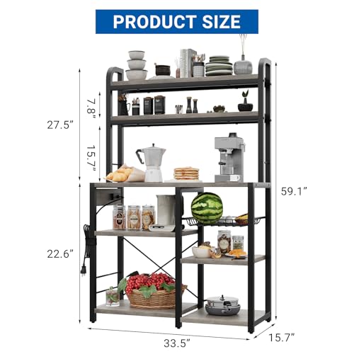 Miniatura 3 de Zstar Soporte Para Microondas, Estante De Cocina Con Canasta De Alambre, Estante De Almacenamiento Independiente Grande De 6 Niveles Para Cocina, Comedor Y Sala De Estar