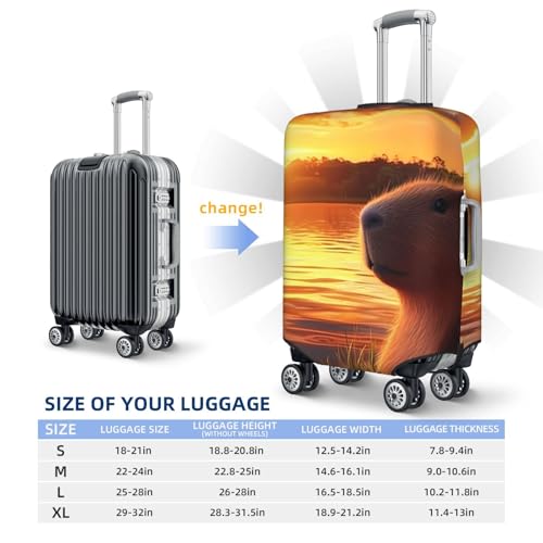 Capybara River Sunset Elastic Travel Luggage Cover, Washable Spandex Suitcase Protector, Anti-Scratch Fits 18-32 Inch 6
