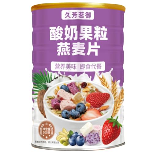 オートミール 500g/缶 穀物オートミール 食事代わりの飲用 即食栄養朝食粥 栄養スープ 中国軽食お菓子 代餐 即席 五谷?粮粉 速食代餐粉 代食粥 即食冲?食品 美味零食礼品 (1缶, ヨーグルト果実粒オートミール)