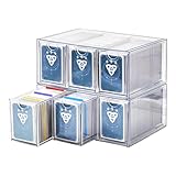 DEEIF 6 Drawer Trading Card Storage Box, 2200+ Cards Organizer with Divider, Clear Stackable Drawers for TCG, MTG, PTCG, Sports Cards (6 Drawer Card Box)
