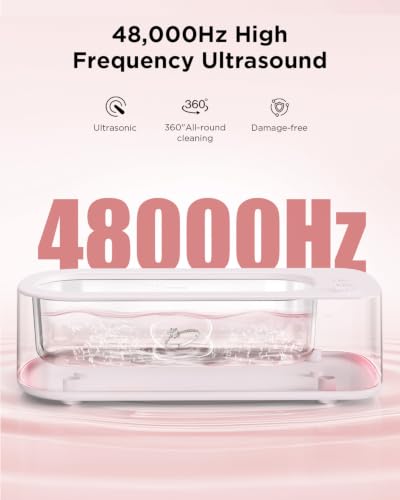 Image of Ultrasonic Jewelry Cleaner Machine: 48kHz 5Min Shine,7Min DeepClean
