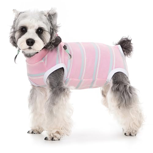Image of Dog Surgery Recovery Suits, Sleeveless Dog Recovery Suit Male, E-Collar & Cone Alternative Bodysuits After Surgery, Striped Dog Onesie Pajamas, Pet Surgical Vest for Wound Care