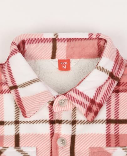 Image of ThCreasa Boys Sherpa Lined Plaid Button Shirt Jacket | Full Thermal Lining, Buffalo Plaid Shacket, Button Down, Family Matching Shirt, Dress Shirt Style, Cozy Winter Fall Outerwear