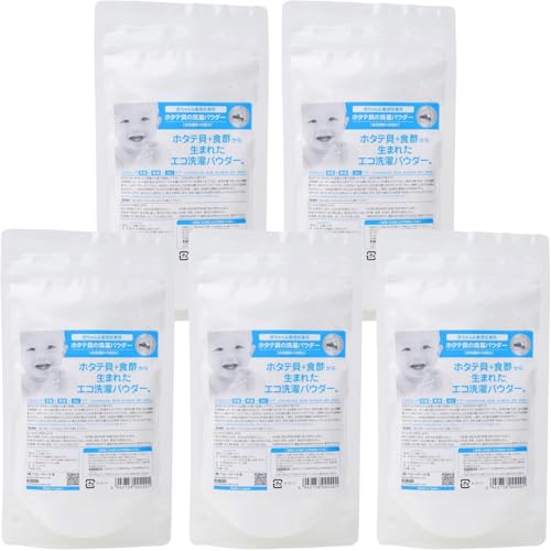 シェルミラック エコ洗濯パウダー 120g ×5個セット 洗濯 粉末洗剤 衣類洗剤 部屋干し 生乾き対策 洗濯槽のカビ防止 ホタテ貝殻焼成パウダー配合 自然素材 肌にやさしい 敏感肌 強力洗浄 柔軟剤不要 素肌と環境に優しい すすぎ1回 経済的 節約 大容