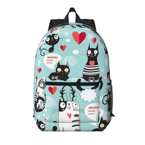 Sac à dos de voyage chats noir blanc 43 cm résistant pour éviter le désordre