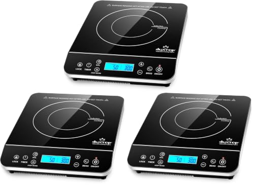 Image of Duxtop Portable Induction Cooktop, Countertop Burner Induction Hot Plate with LCD Sensor Touch 1800 Watts, Silver 9600LS BT-200DZ (Pack of 3)