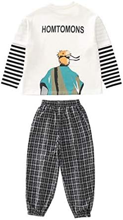 Amazon 子供服 おしゃれ 女 男 キッズ ボトムス トレーナー セットアップ 韓国系 K Pop 衣装 ダンス 卸 原宿系 ヒップホップ ガールズ ボーイズ メンズ ロゴ チェック Tシャツ カットソー 通販